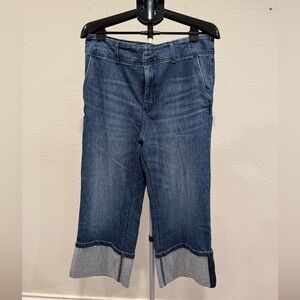 Pilcro Blue Ankle Cropped Jeans with Cuffed Hem